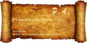 Presovszky Alex névjegykártya