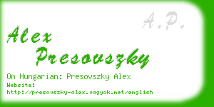 alex presovszky business card